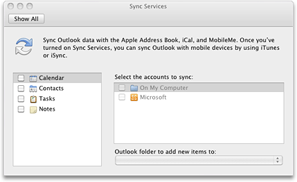 outlook for mac 2016 sync services