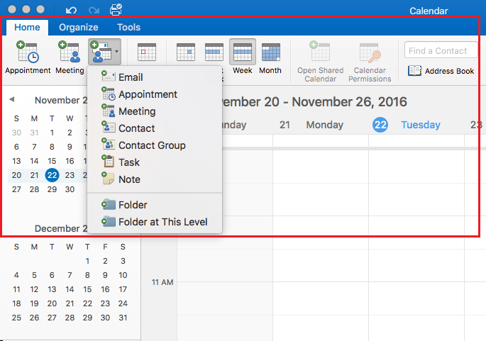 outlook for mac 2016 sync services